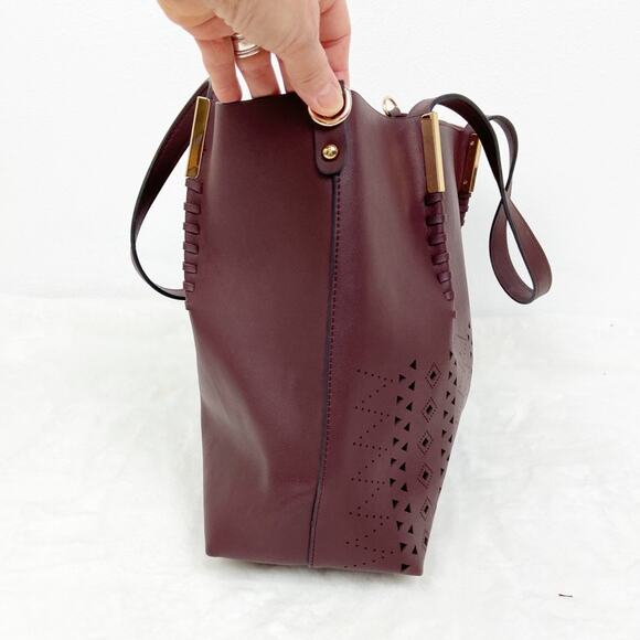Burgundy Faux Leather Oversized Shoulder Bag - Picture 4 of 15